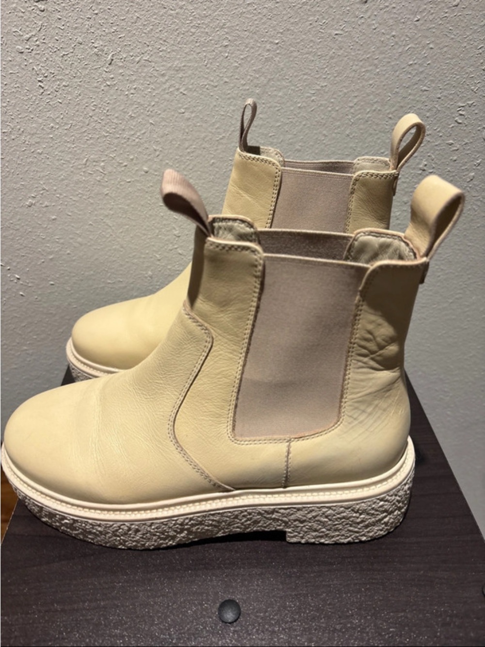 Free People Cream Chelsea Platform Boots